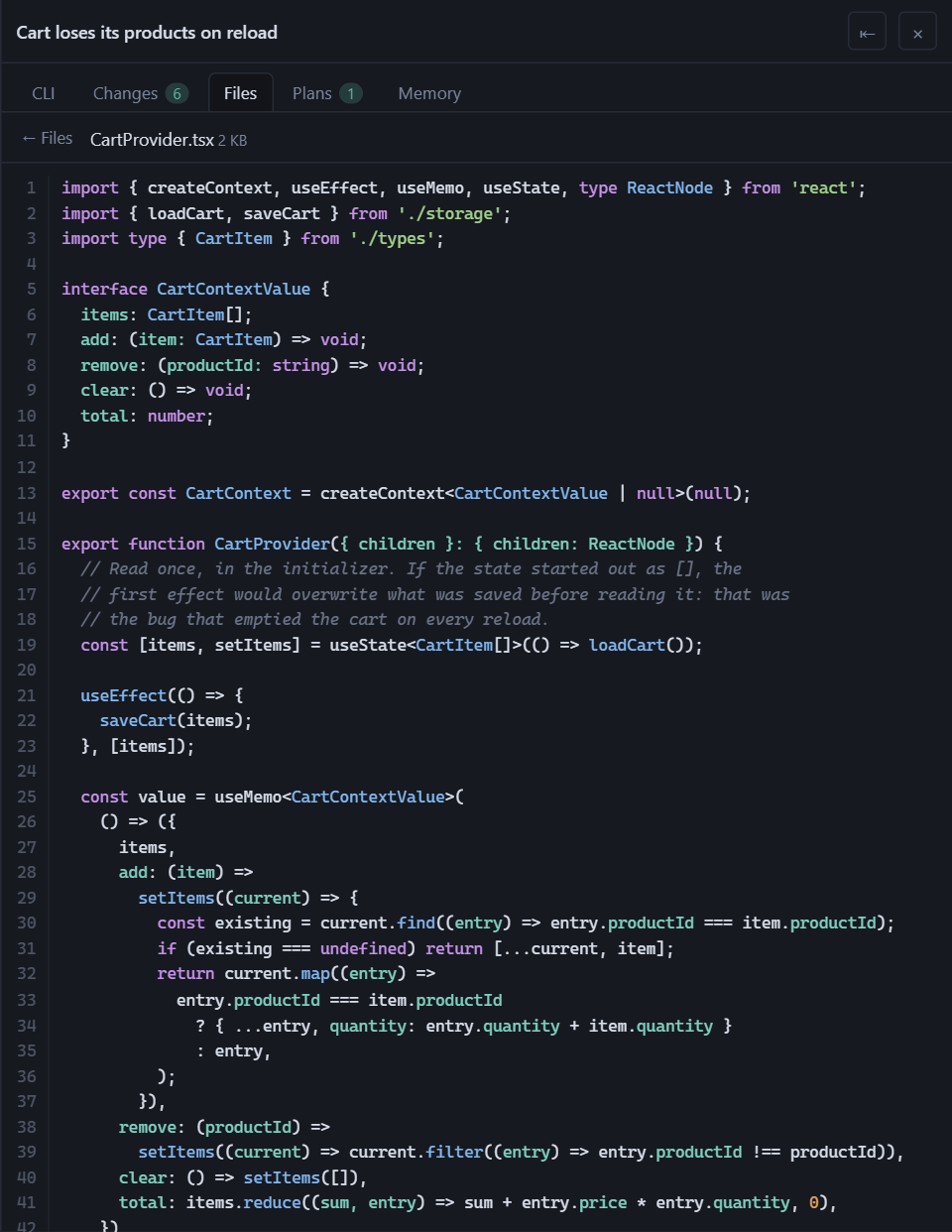 A file from the tree, previewed with syntax highlighting