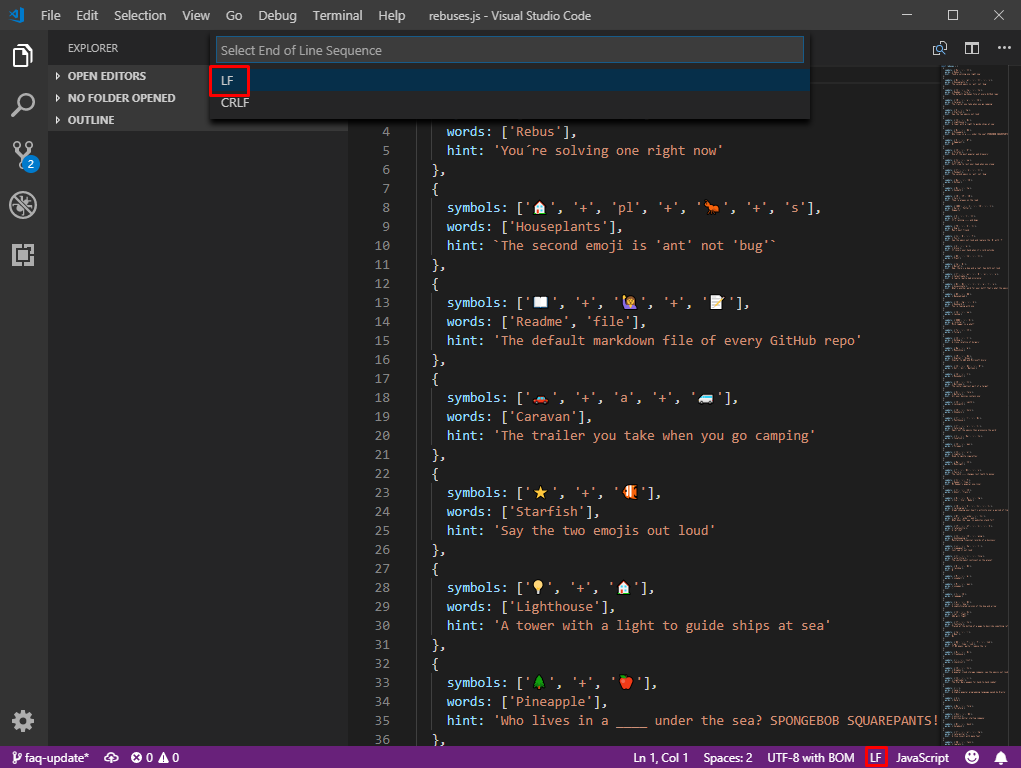 Visual Studio Code linebreaks