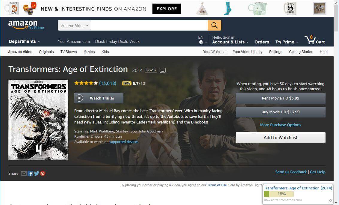 Screenshot of amazon product page