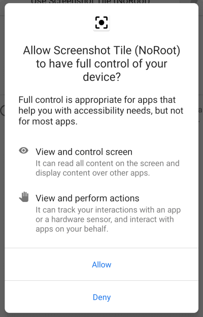 Accessibility service screenshot