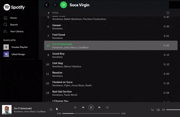 Animation of spotify web player