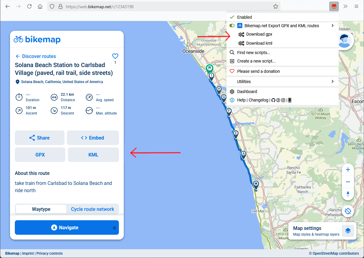 Screenshot export route