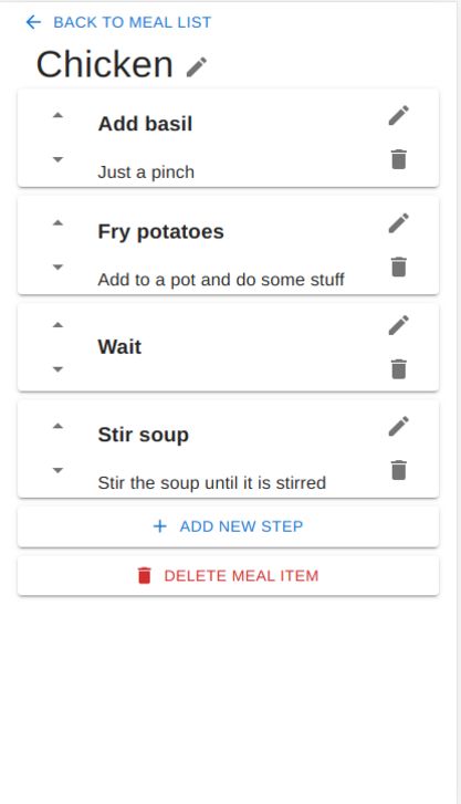 Meal Item Details Screenshot