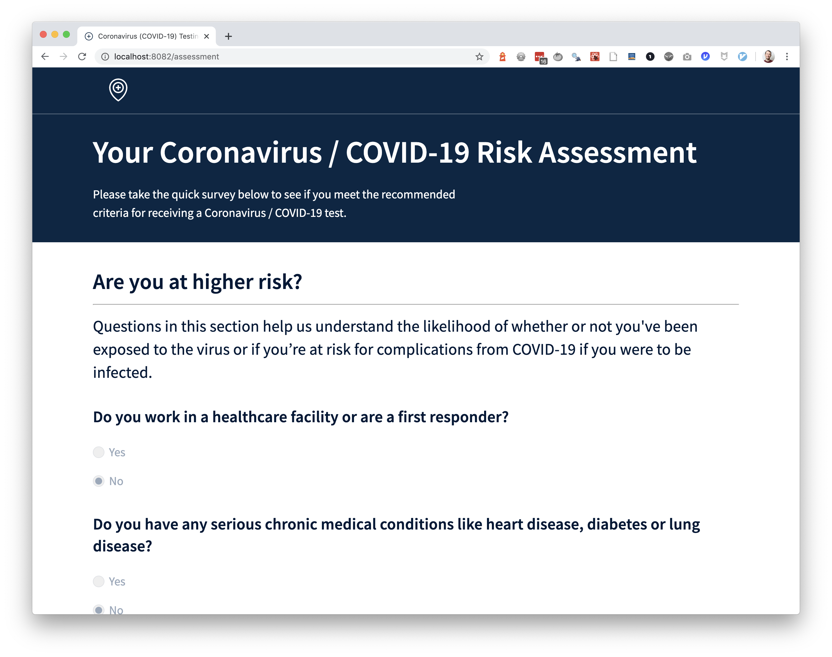 risk assessment page