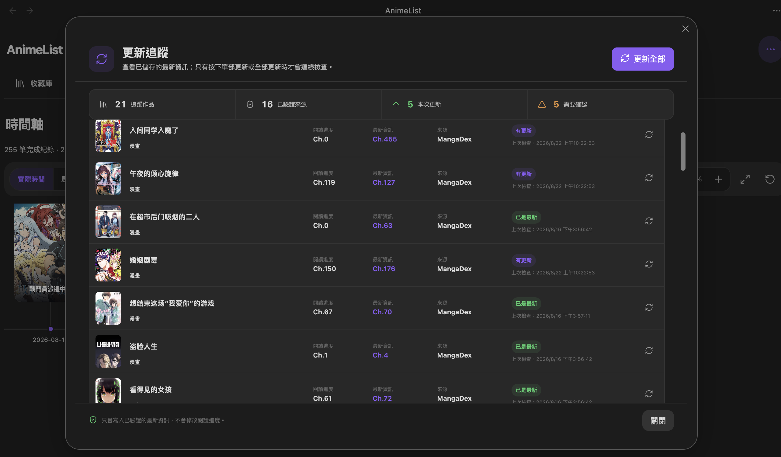 AnimeList latest tracking