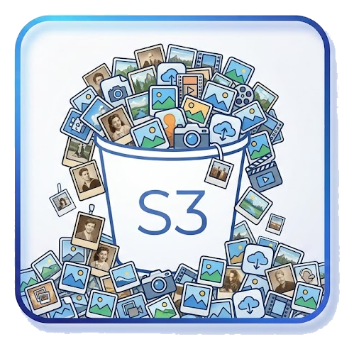 Media to S3 — S3 bucket overflowing with media - generated with Google Gemini