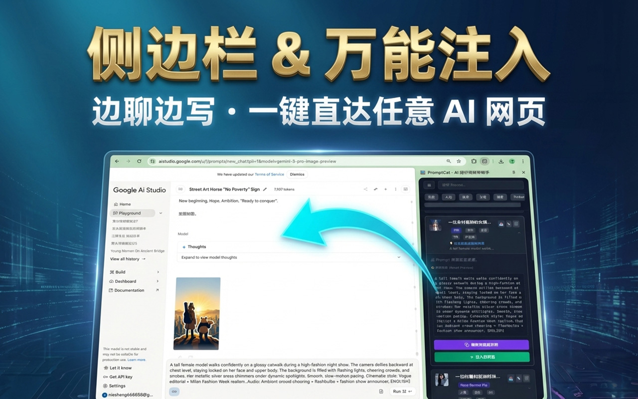 PromptCat Side Panel Workflow