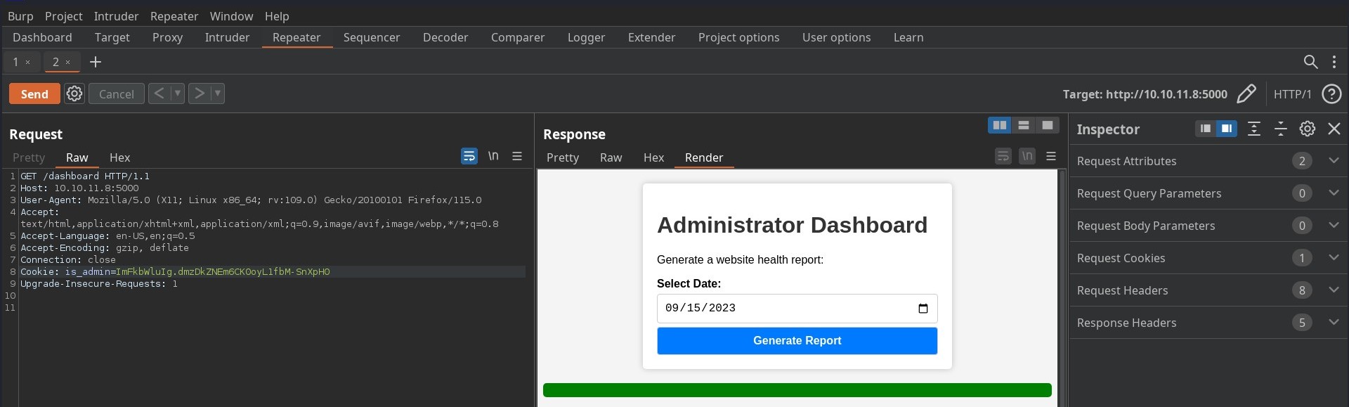 accessed administrator dashboard