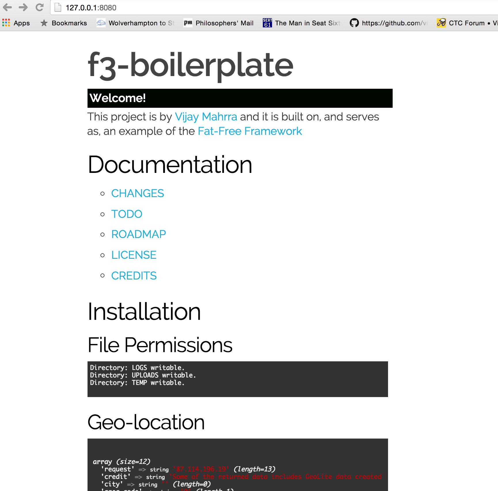 f3-boilerplate homepage screenshot