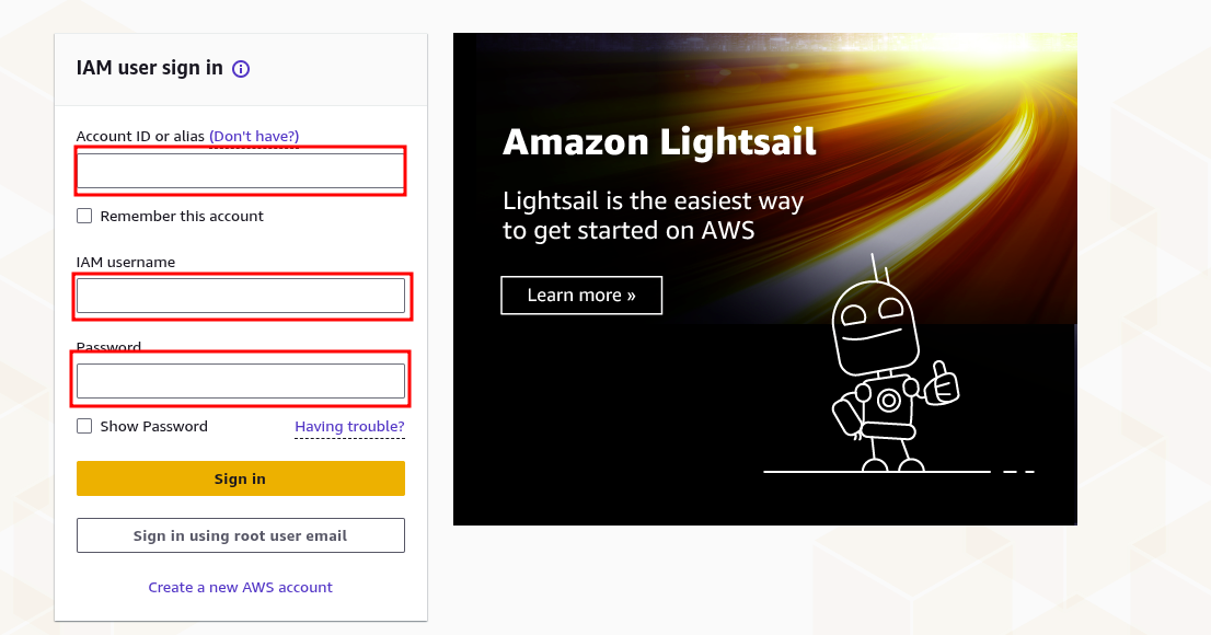 AWS Login Dashboard