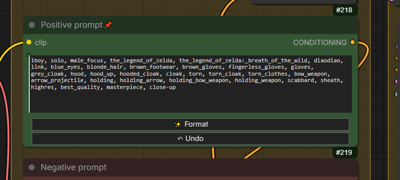 Before formatting — messy prompt with underscores and duplicates