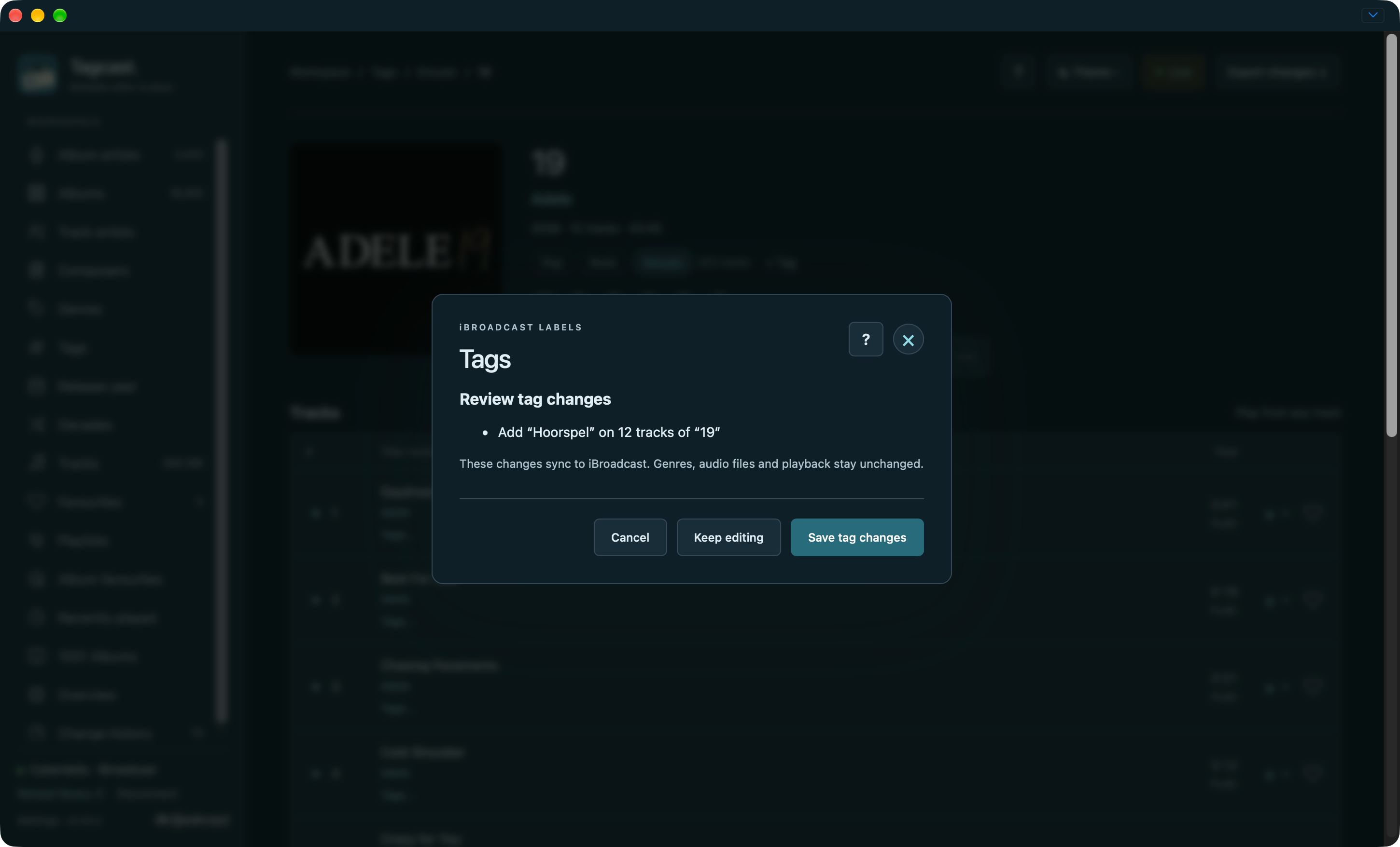 Review of adding Hoorspel to twelve tracks, before confirmation