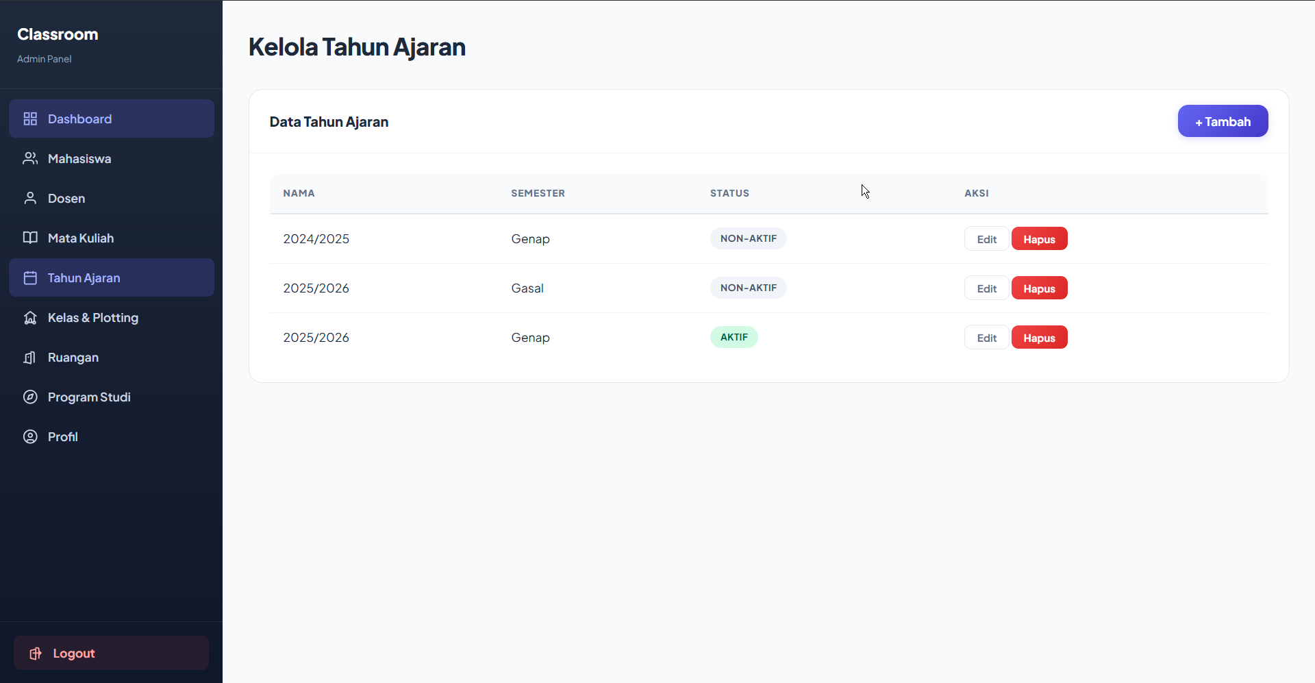 Admin Tahun Ajaran