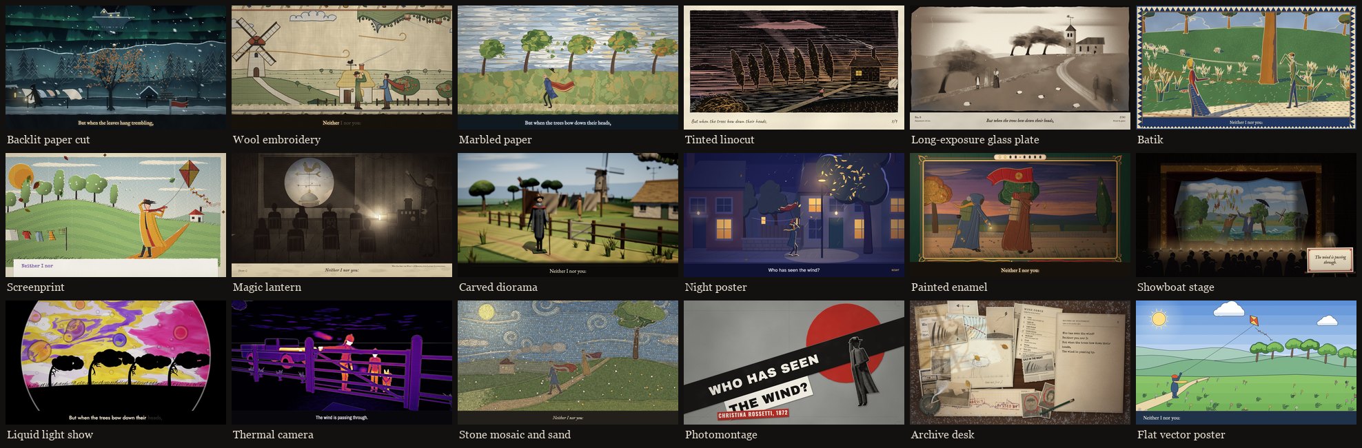 Every style, drawing the same poem