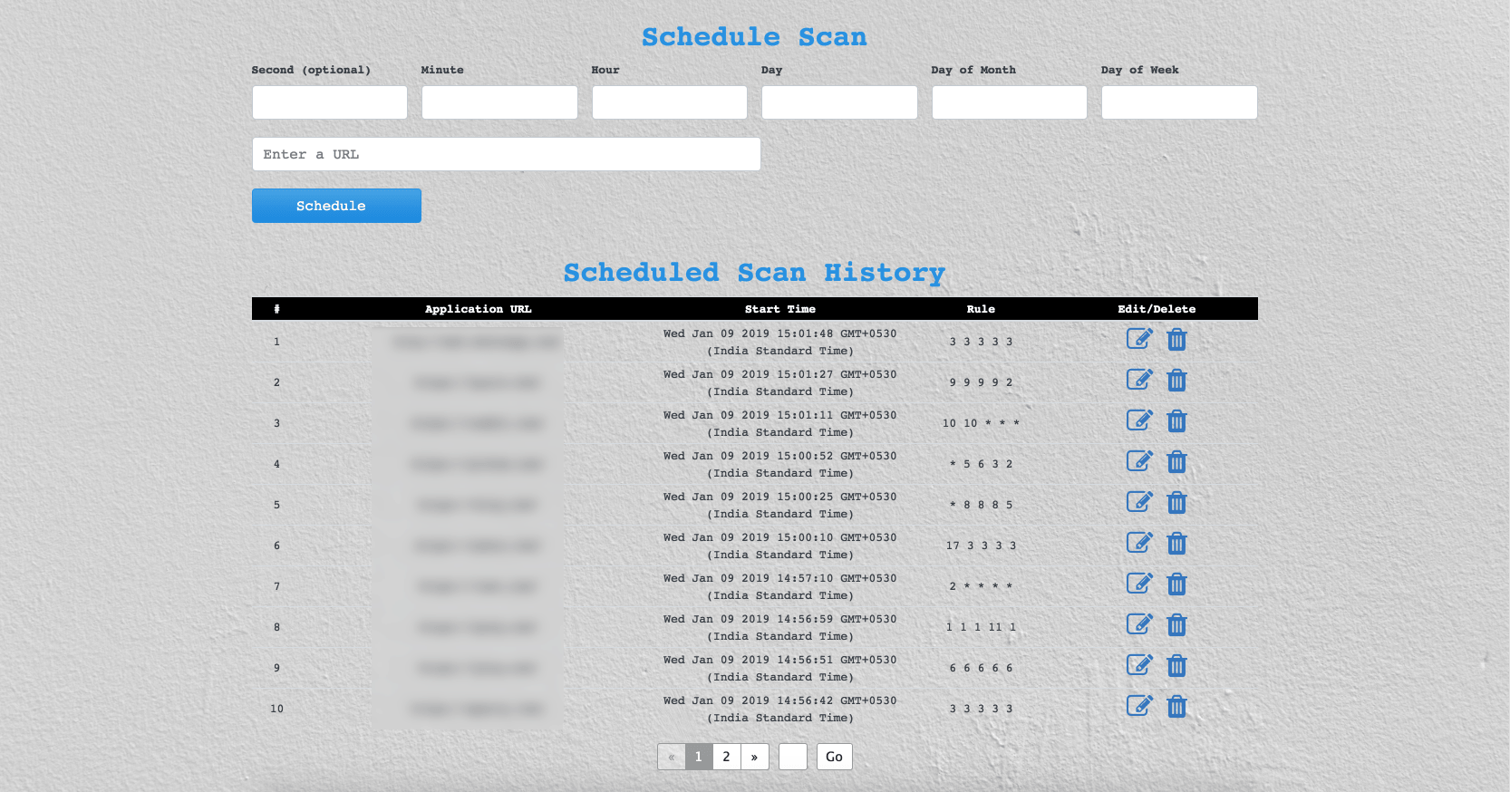 Dashboard: Schedule Scan Dashboard: Schedule Scan