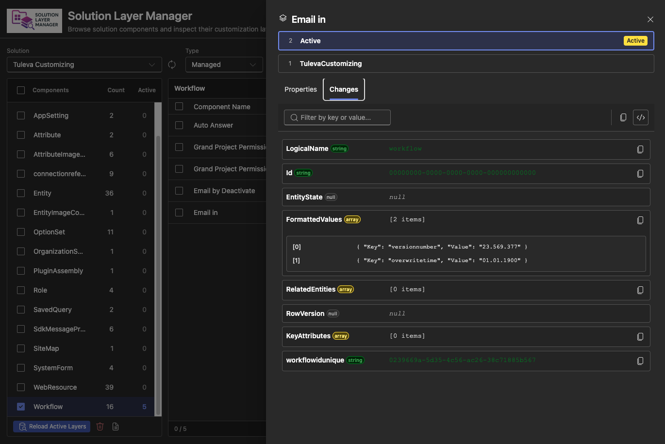 Solution Layer Manager - Dark Theme