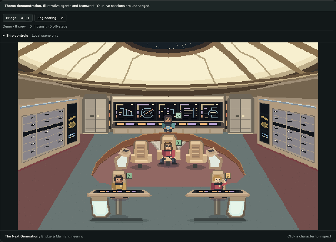 Current bridge with compact scene controls and demonstration crew