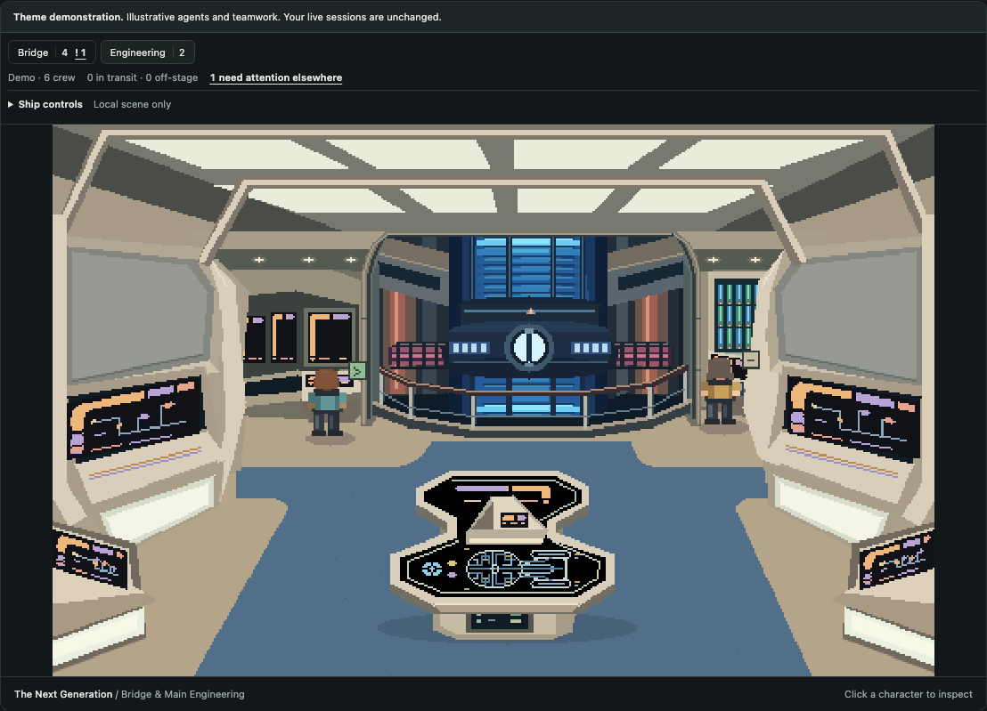 Current Main Engineering with compact scene controls and demonstration crew