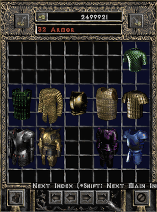 Unique normal armors organized by level