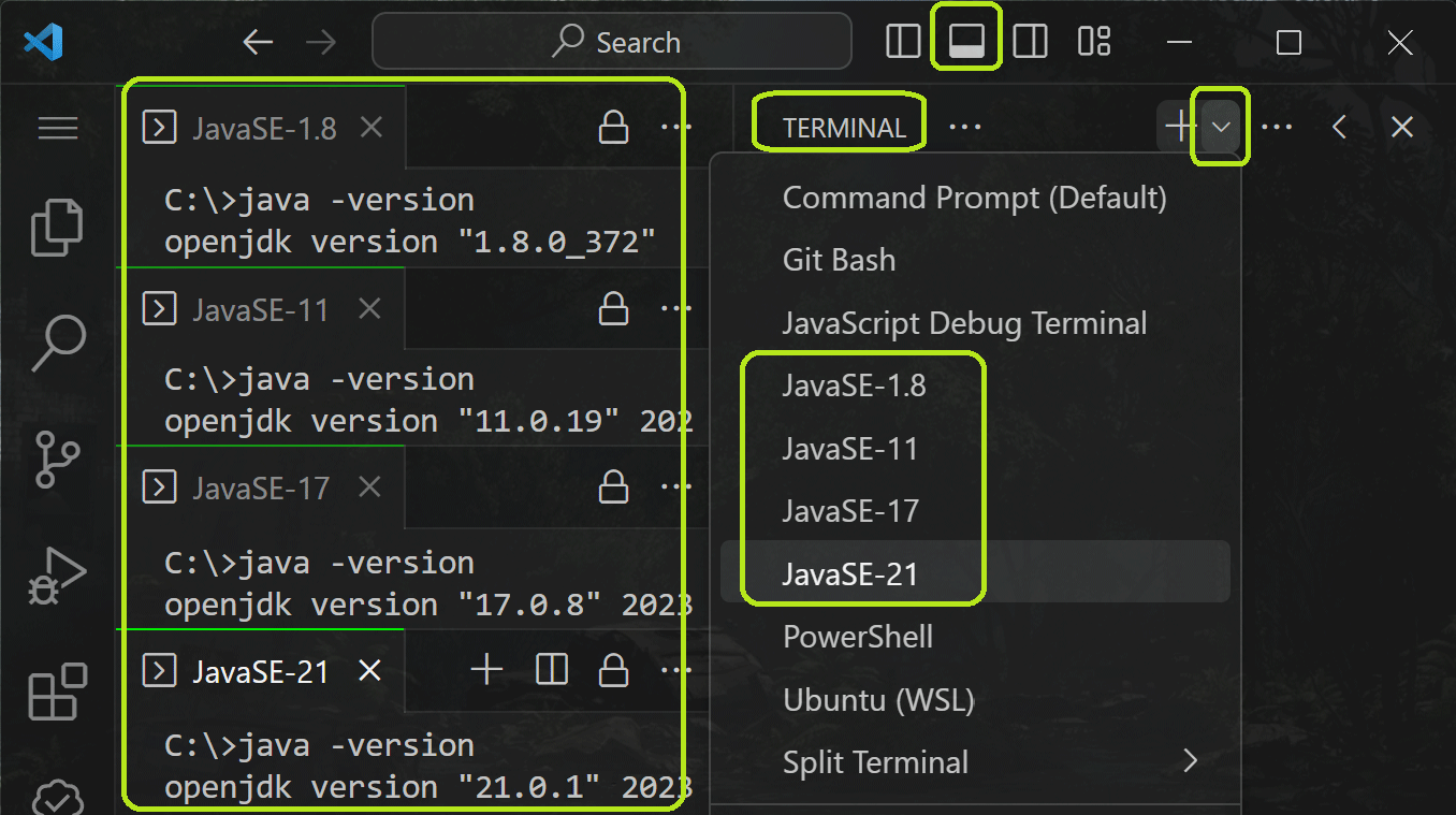 Terminal Java Dropdown