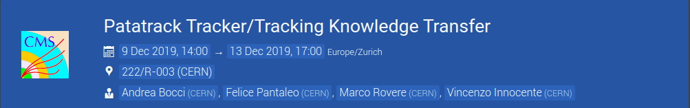 Indico header of Patatrack Knowledge transfer