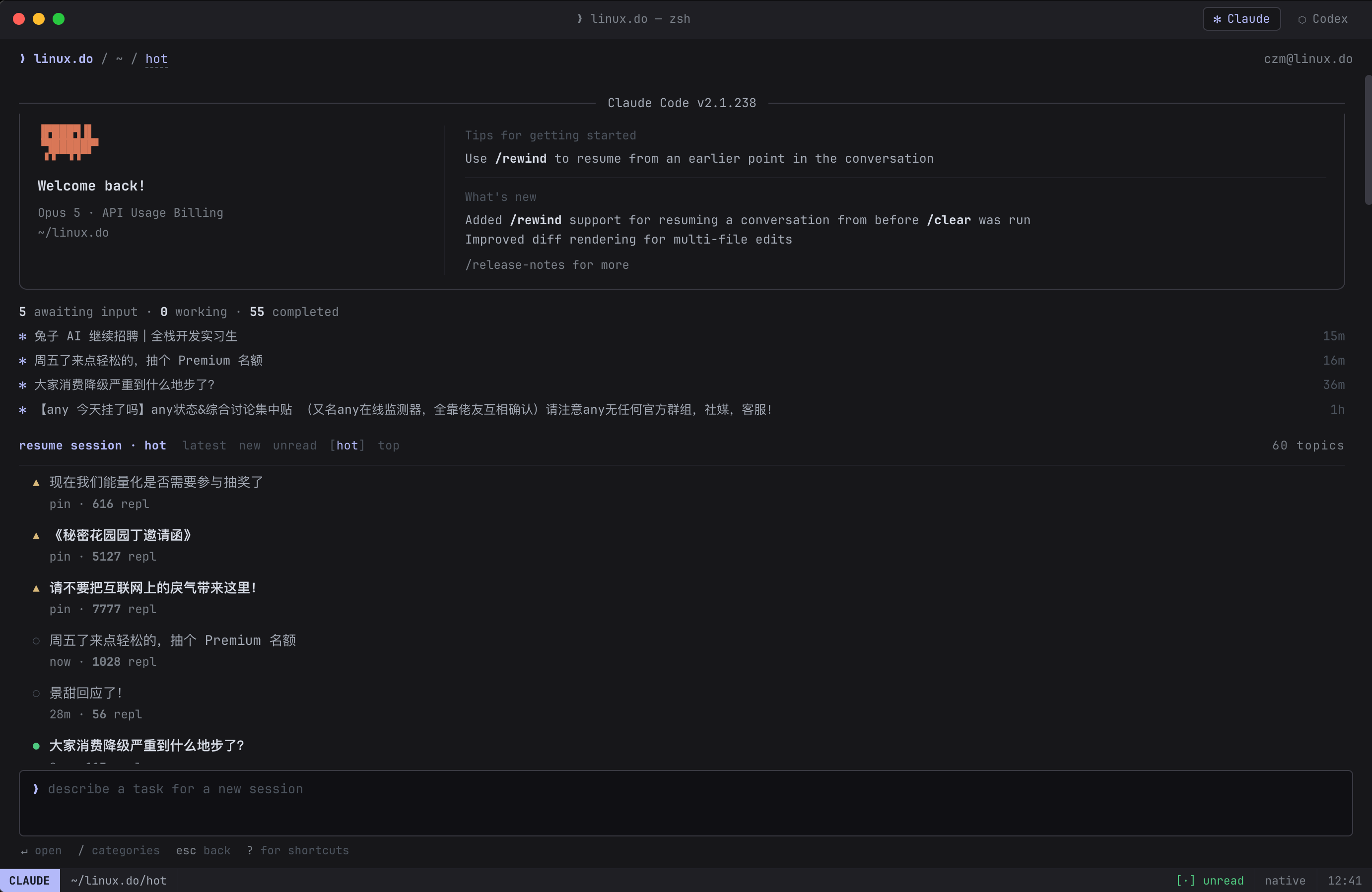 Claude Code 列表页