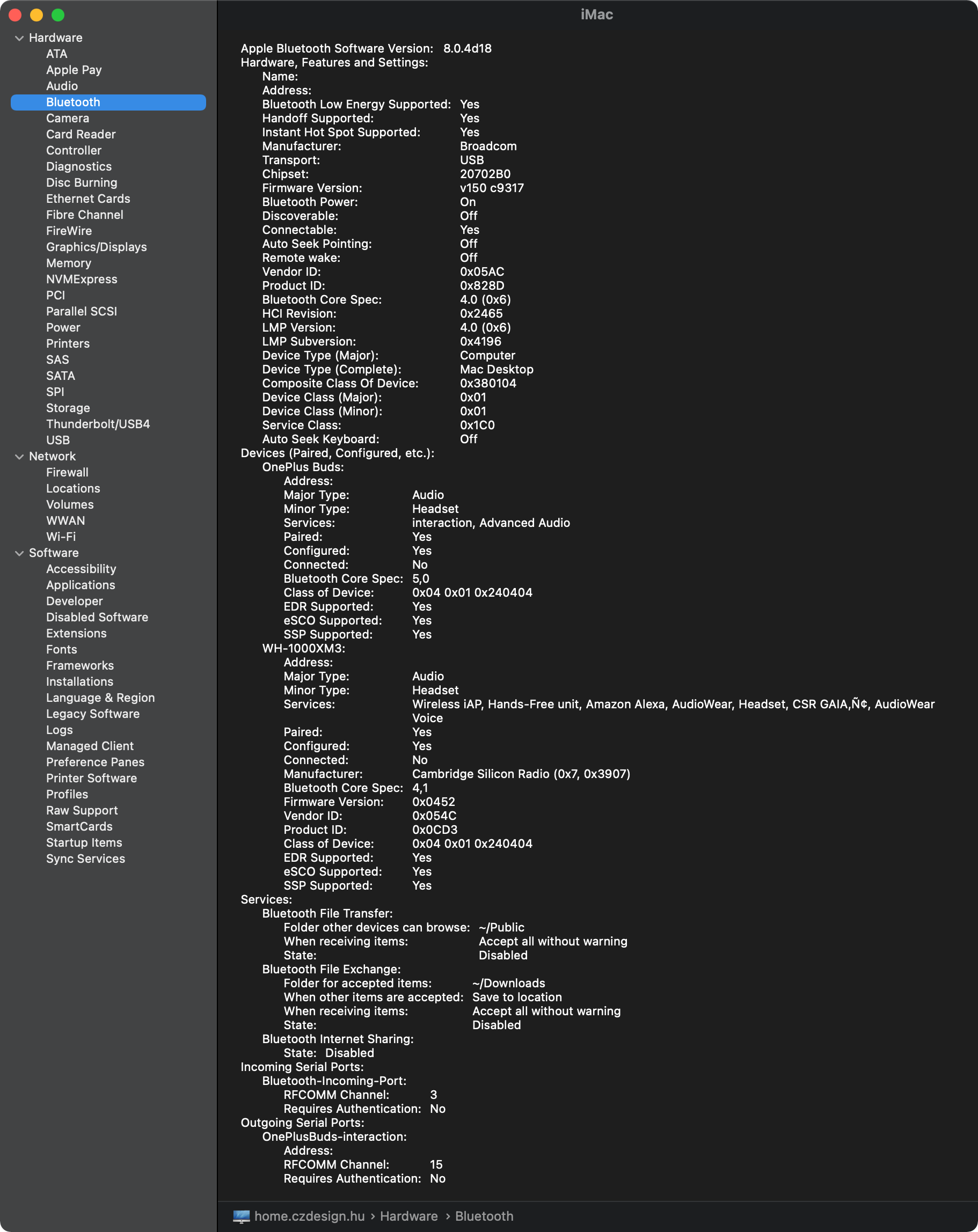 System Info Bluetooth