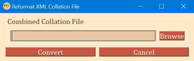 screenshot of Reformat Collation File window
