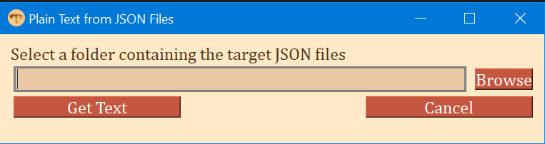 Get Plain Text from JSON Files window screenshot
