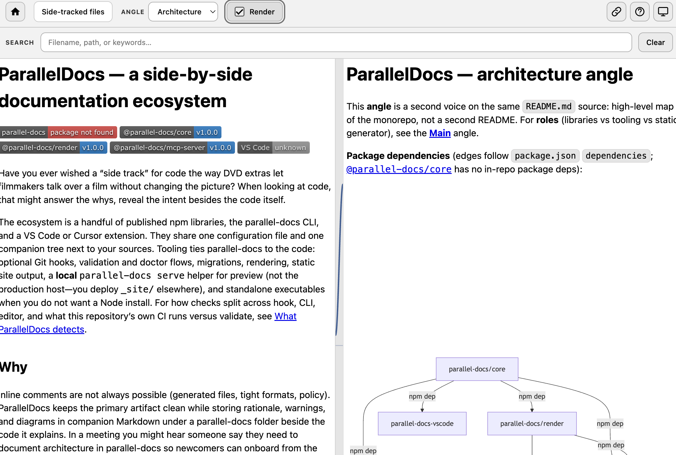 ParallelDocs — side-by-side source and documentation