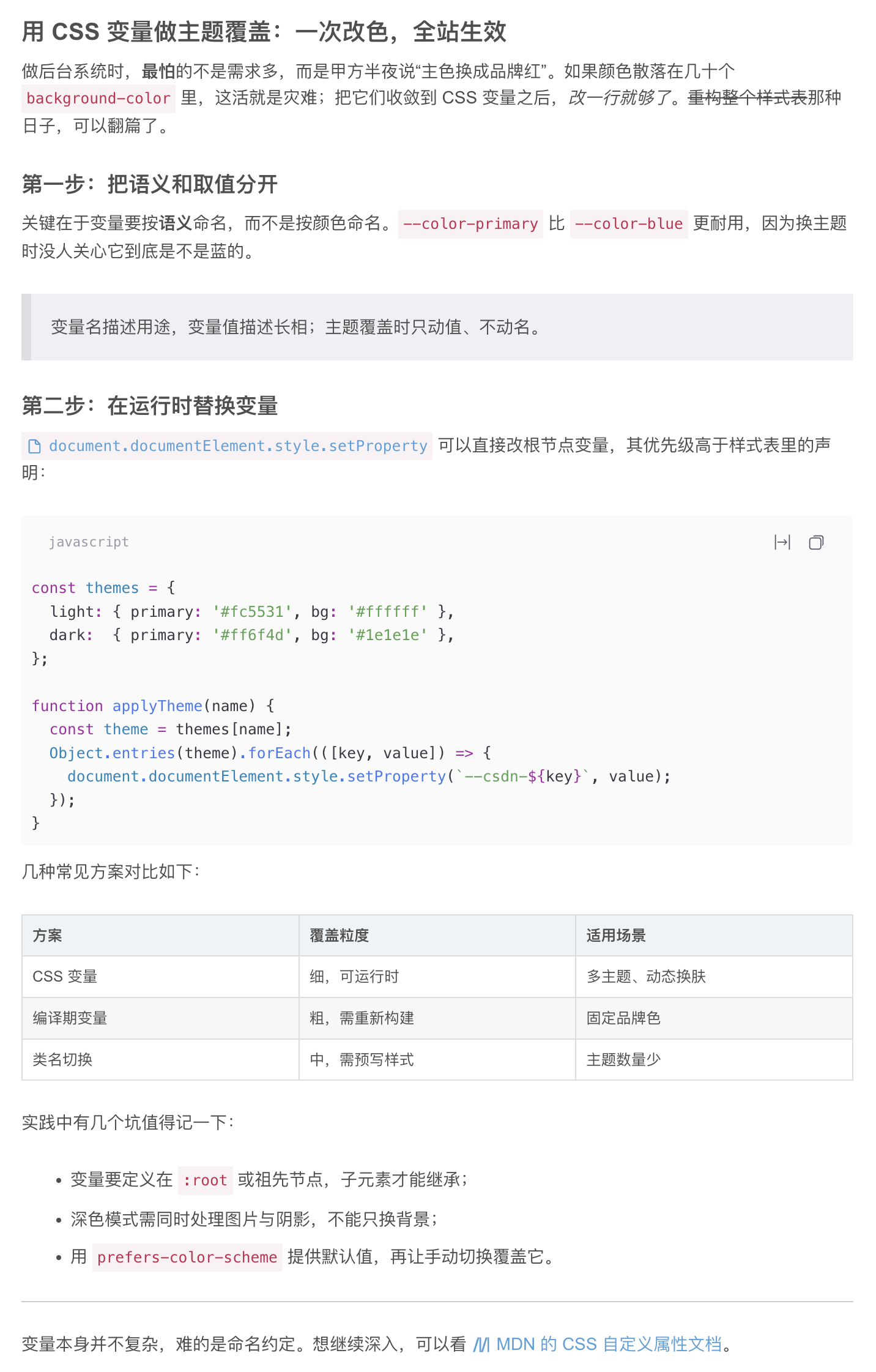 浅色下的 CSDN 正文排版