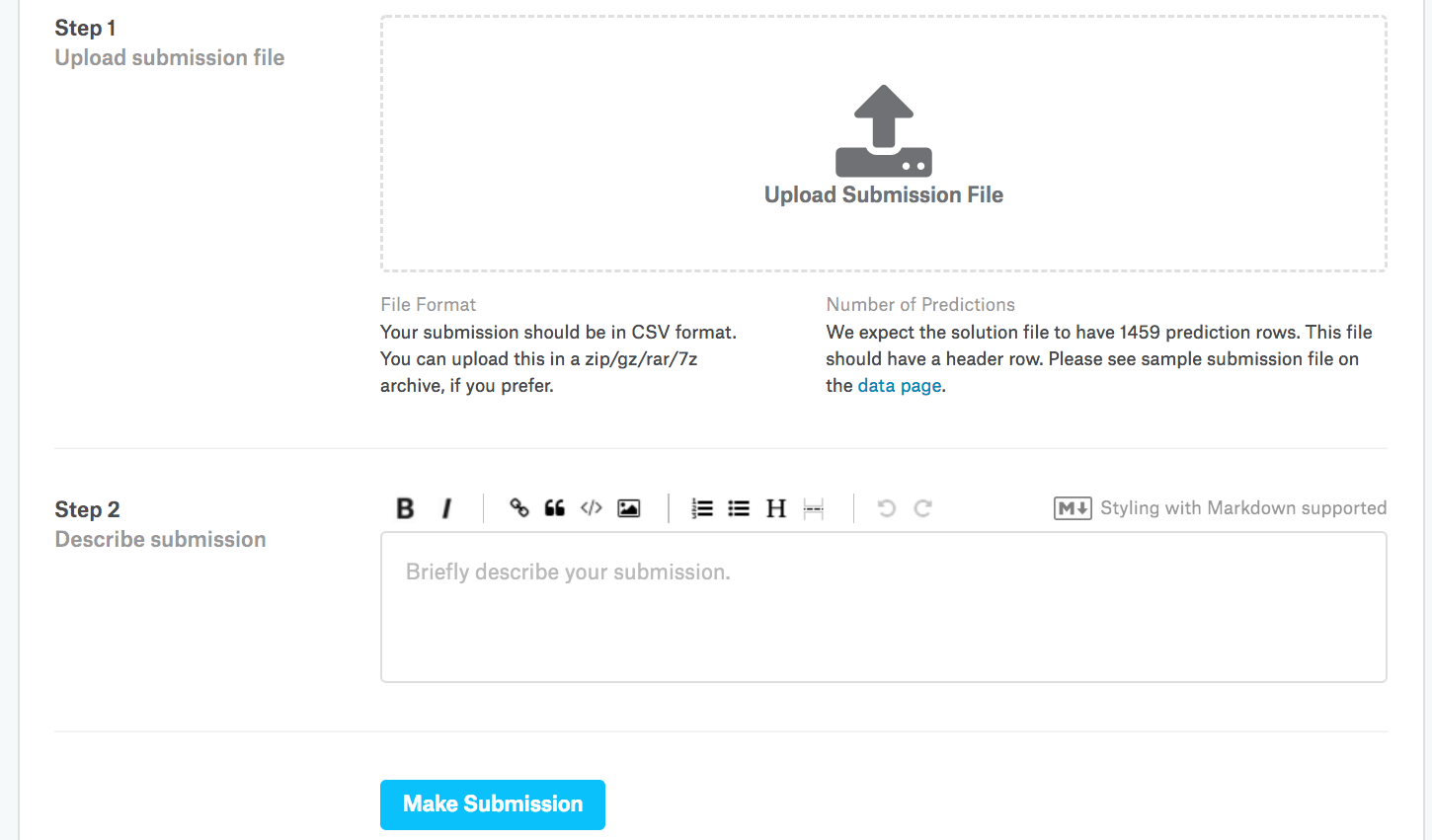 Submitting data to Kaggle