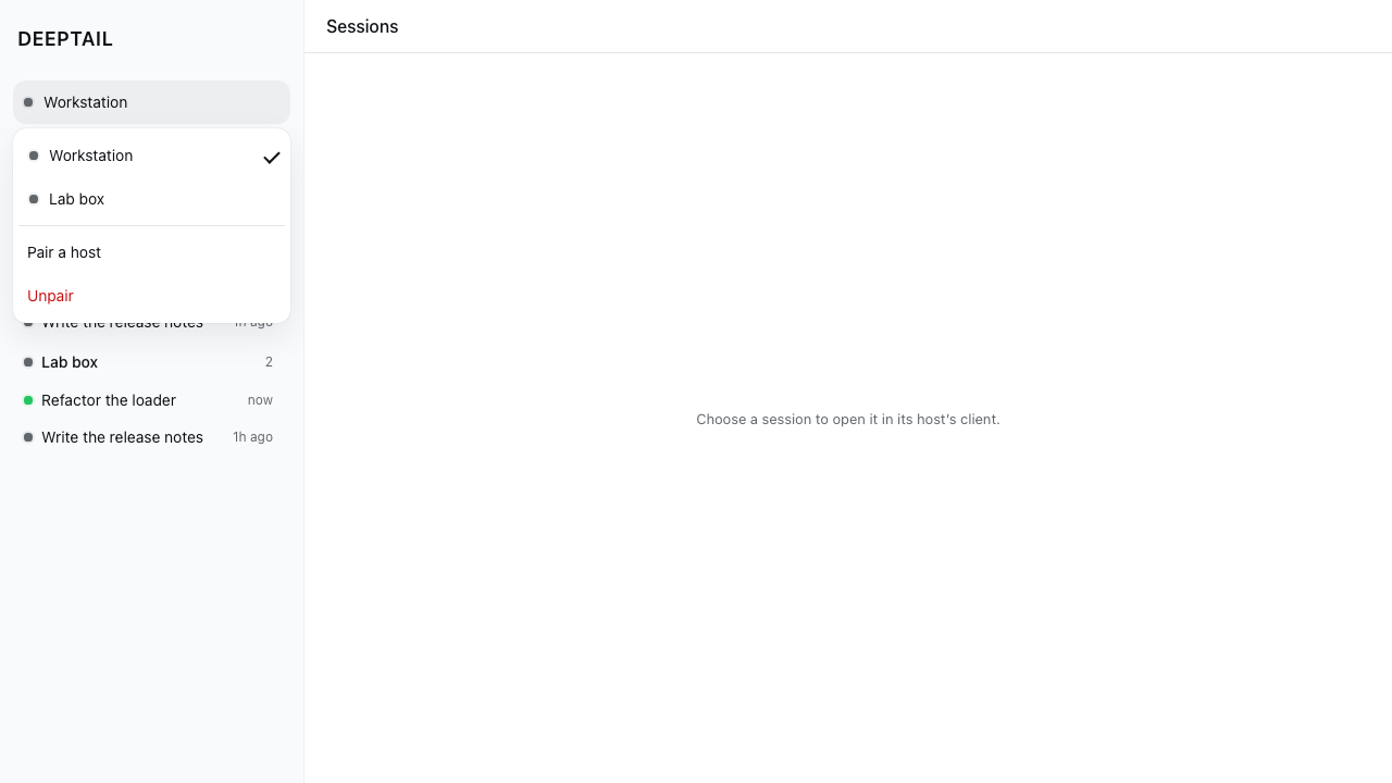 Connection menu