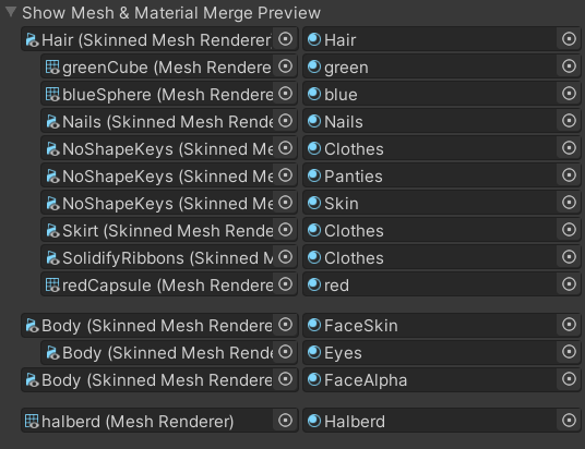 Mesh & Material Merge Preview