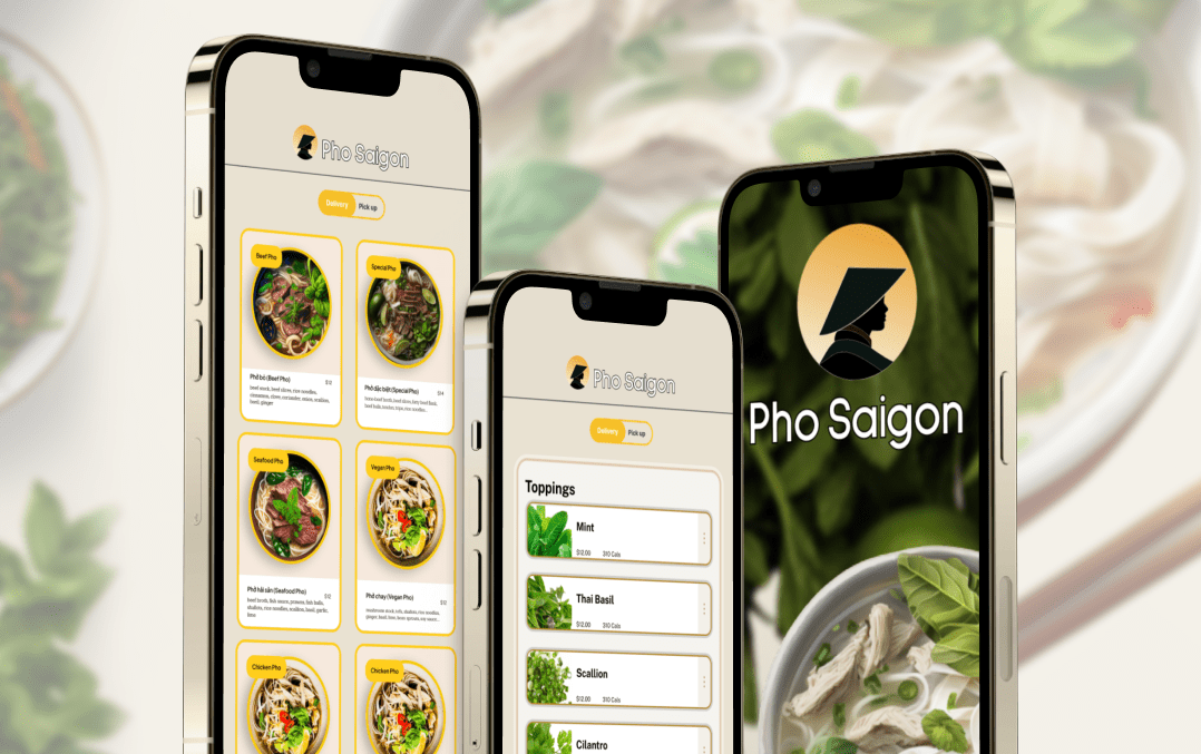 Mobile device view of Pho Saigon Application