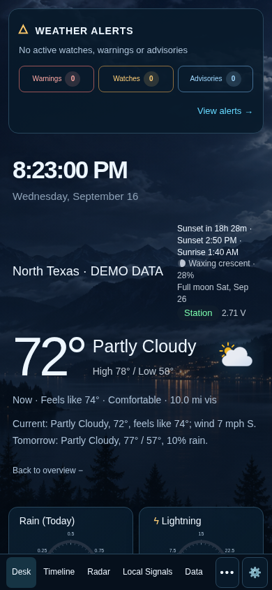 StormDesk overview on a phone