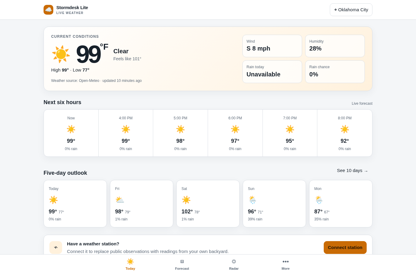 Stormdesk Lite desktop overview