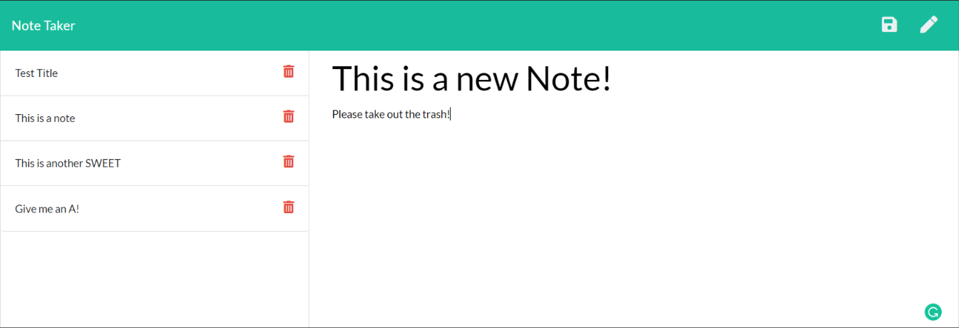 Note Taker Screenshot Image