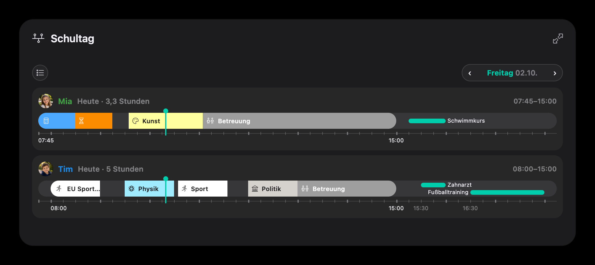 SymDo — Stundenplan Timeline