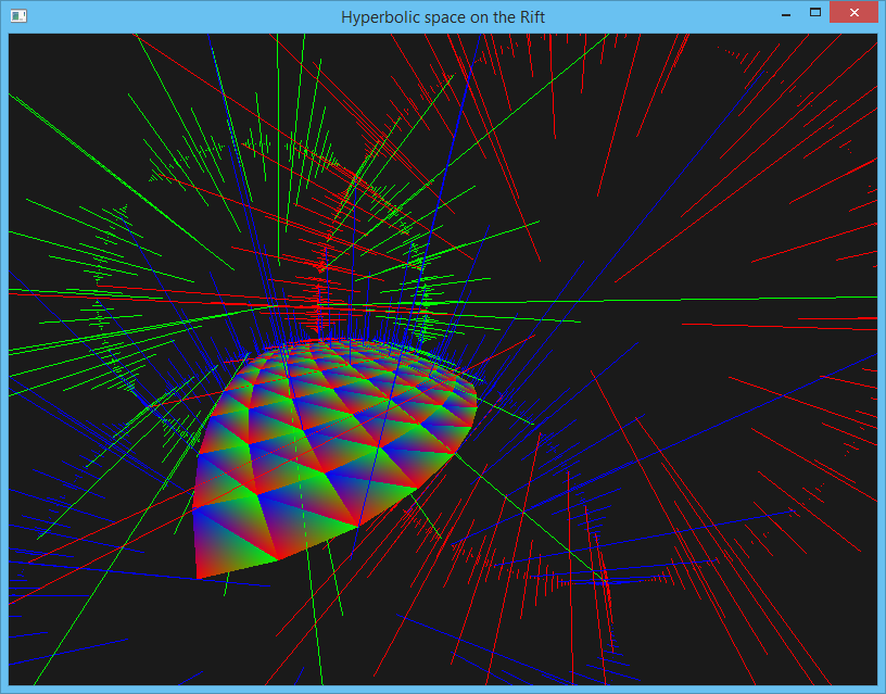 Early version of Hyperbolic space on the Oculus Rift running under Windows 8.