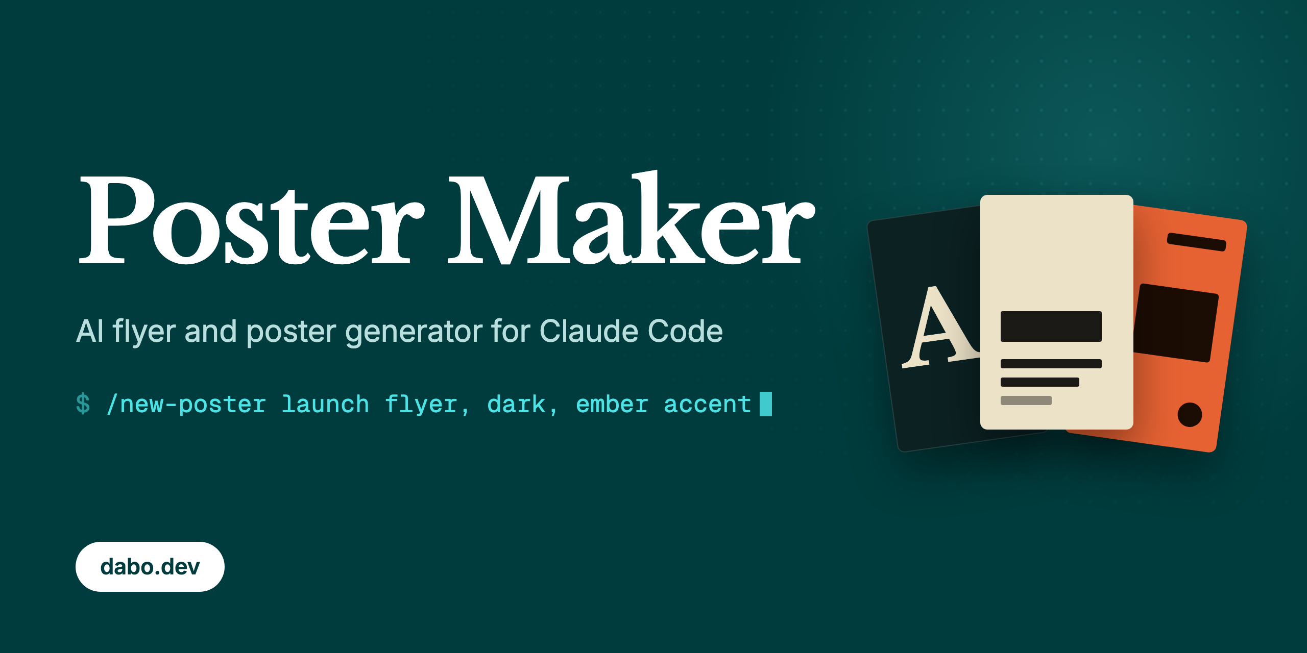 Poster Maker banner: AI flyer and poster generator for Claude Code