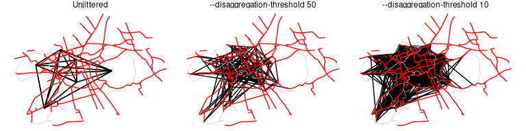 Demonstration of the effect of the disaggregation threshold on the number of desire lines