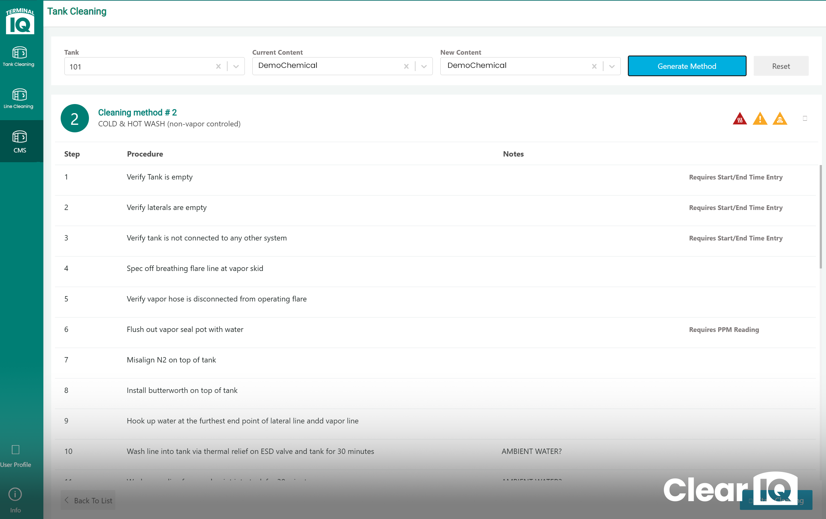 ClearIQ Guided Cleaning Procedure