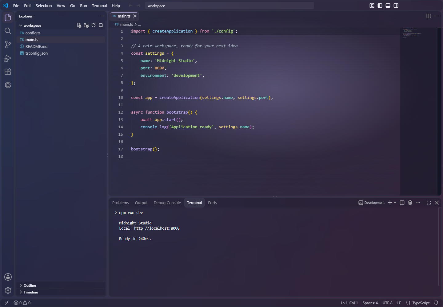 Gradient Nitro Glass across the editor, Explorer, and terminal
