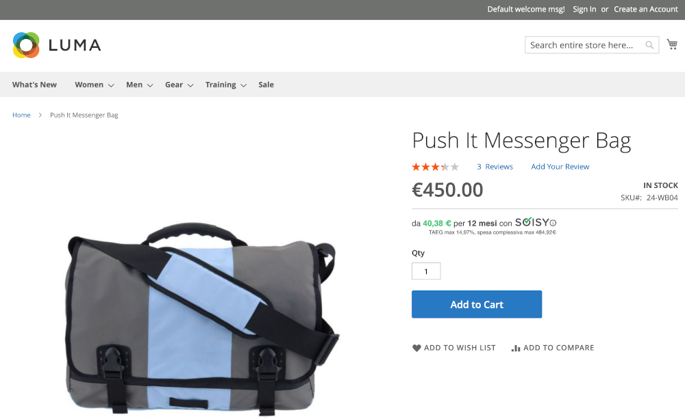 simulation widget on product page