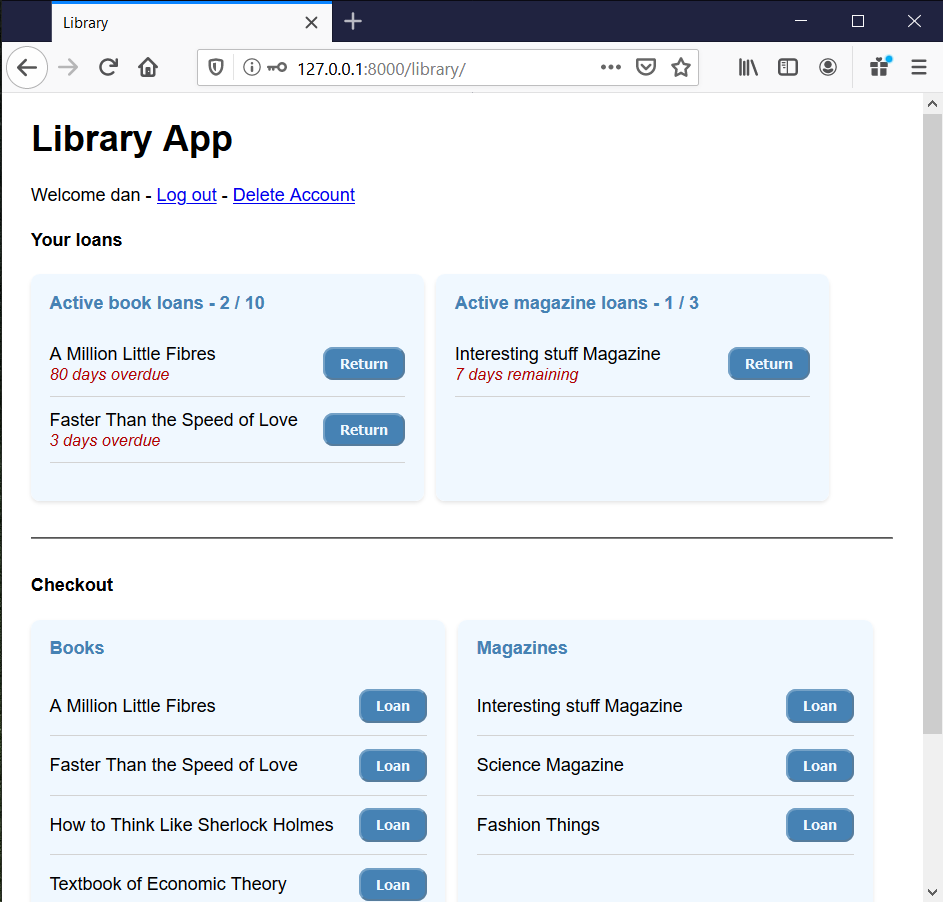 Django Library Example GitHub - daescoGit/Library-App: A basic library system app made with Django