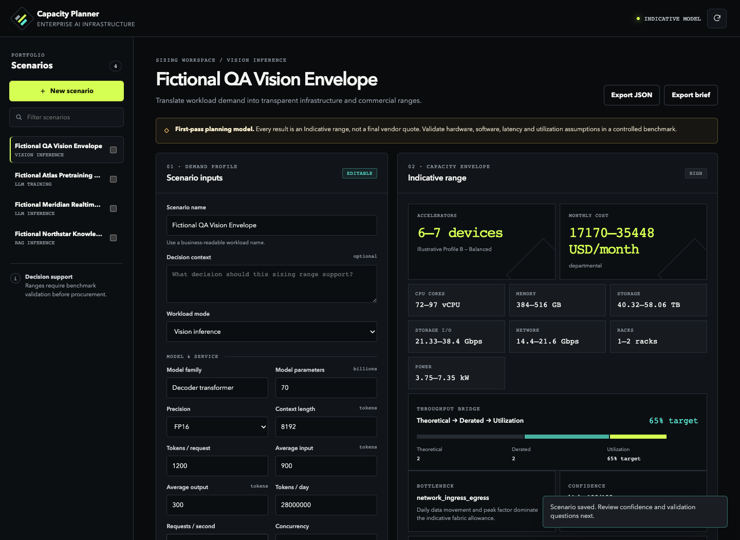 AI infrastructure capacity planning workspace