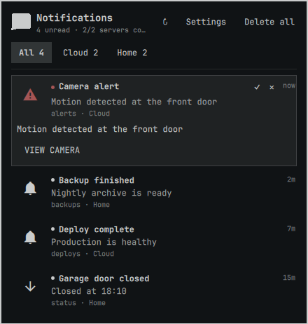 Omartfy notification panel with safe demo notifications