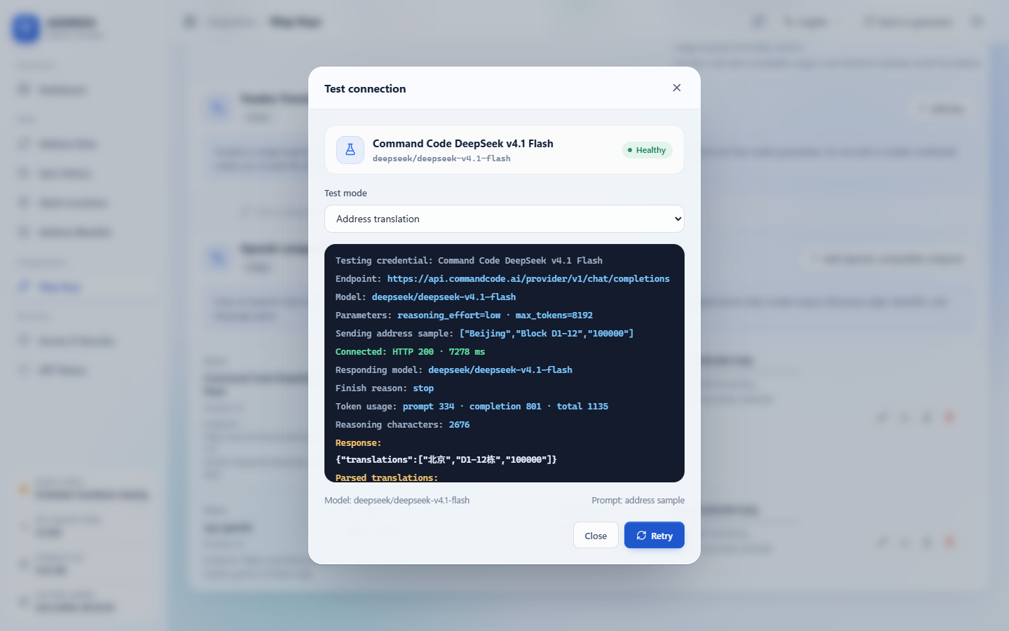 OpenAI-compatible credential test